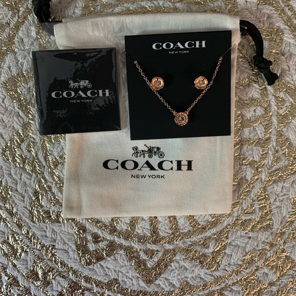NWT Coach necklace and stud set - Picture 4 of 4